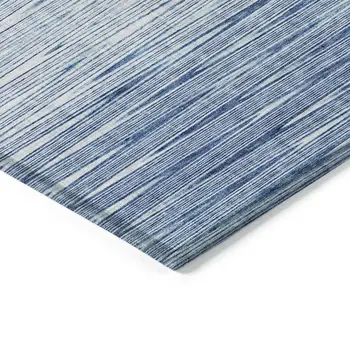 8' X 10' Navy Blue And Sky Blue Abstract Washable Indoor Outdoor Area Rug