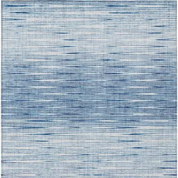 8' X 10' Navy Blue And Sky Blue Abstract Washable Indoor Outdoor Area Rug