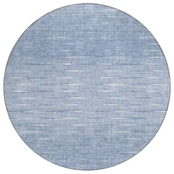 8' Denim Blue And Blue Round Abstract Washable Indoor Outdoor Area Rug