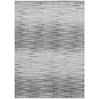 3' X 5' Gray And Charcoal Abstract Washable Indoor Outdoor Area Rug