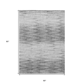 5' X 8' Gray And Charcoal Abstract Washable Indoor Outdoor Area Rug