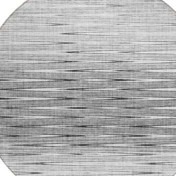 8' Gray And Charcoal Round Abstract Washable Indoor Outdoor Area Rug