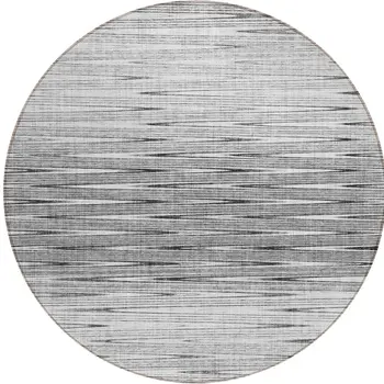 8' Gray And Charcoal Round Abstract Washable Indoor Outdoor Area Rug