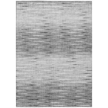 8' X 10' Gray And Charcoal Abstract Washable Indoor Outdoor Area Rug