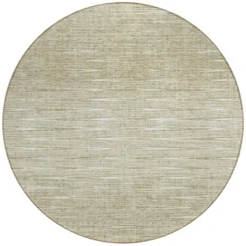 8' Khaki And Beige Round Abstract Washable Indoor Outdoor Area Rug