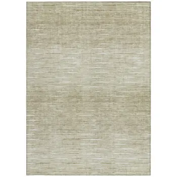 9' X 12' Khaki And Beige Abstract Washable Indoor Outdoor Area Rug