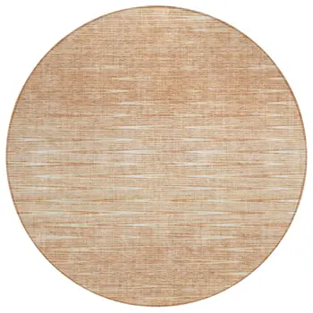 8' Salmon And Ivory Round Abstract Washable Indoor Outdoor Area Rug