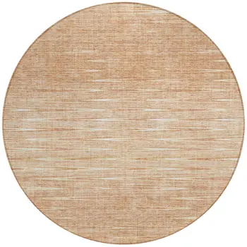 8' Salmon And Ivory Round Abstract Washable Indoor Outdoor Area Rug