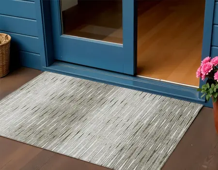 3' X 5' Taupe And Beige Abstract Washable Indoor Outdoor Area Rug