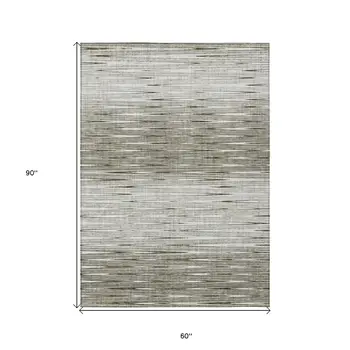 5' X 8' Taupe And Beige Abstract Washable Indoor Outdoor Area Rug