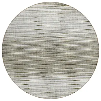 8' Taupe And Beige Round Abstract Washable Indoor Outdoor Area Rug