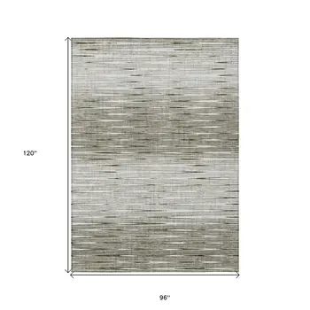 8' X 10' Taupe And Beige Abstract Washable Indoor Outdoor Area Rug