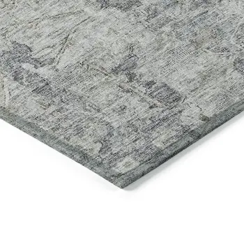 10' X 14' Gray Beige And Charcoal Oriental Washable Indoor Outdoor Area Rug