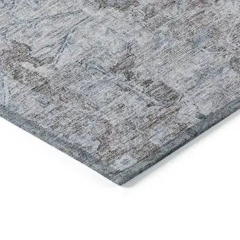 8' X 10' Brown And Blue Oriental Washable Indoor Outdoor Area Rug