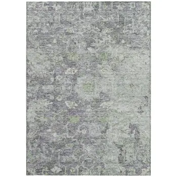 3' X 5' Plum Purple And Olive Green Oriental Washable Indoor Outdoor Area Rug