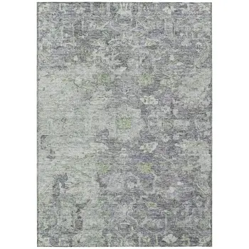 3' X 5' Plum Purple And Olive Green Oriental Washable Indoor Outdoor Area Rug
