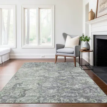 3' X 5' Plum Purple And Olive Green Oriental Washable Indoor Outdoor Area Rug