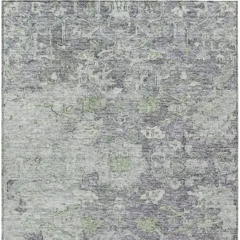 10' X 14' Plum Purple And Olive Green Oriental Washable Indoor Outdoor Area Rug