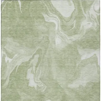 3' X 5' Artichoke Green Fern Green And Ivory Abstract Washable Indoor Outdoor Area Rug