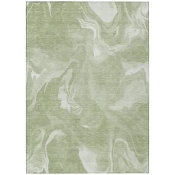 10' X 14' Artichoke Green Fern Green And Ivory Abstract Washable Indoor Outdoor Area Rug