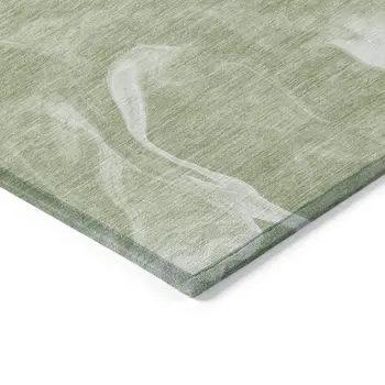 10' X 14' Artichoke Green Fern Green And Ivory Abstract Washable Indoor Outdoor Area Rug