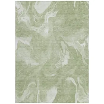 10' X 14' Artichoke Green Fern Green And Ivory Abstract Washable Indoor Outdoor Area Rug