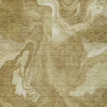 3' X 5' Brown Beige And Ivory Abstract Washable Indoor Outdoor Area Rug