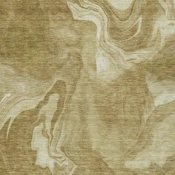 10' X 14' Brown Beige And Ivory Abstract Washable Indoor Outdoor Area Rug