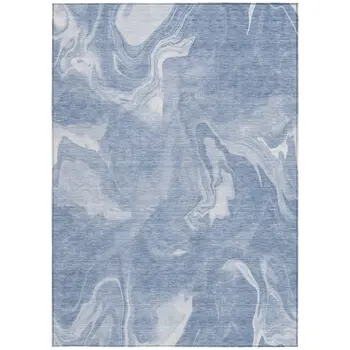 3' X 5' Blue And Sky Blue Abstract Washable Indoor Outdoor Area Rug
