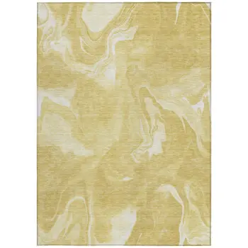 3' X 5' Gold Wheat And Ivory Abstract Washable Indoor Outdoor Area Rug