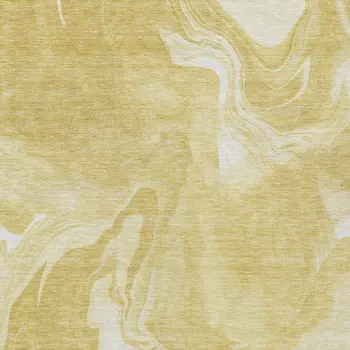 3' X 5' Gold Wheat And Ivory Abstract Washable Indoor Outdoor Area Rug