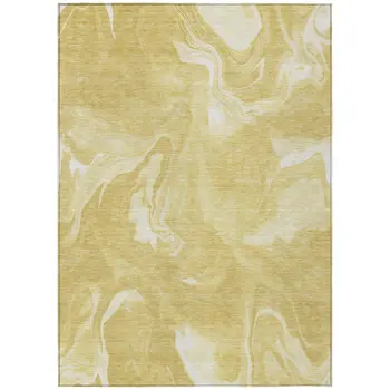 5' X 8' Gold Wheat And Ivory Abstract Washable Indoor Outdoor Area Rug