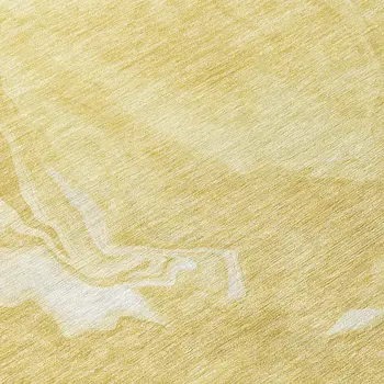 8' Gold Wheat And Ivory Round Abstract Washable Indoor Outdoor Area Rug