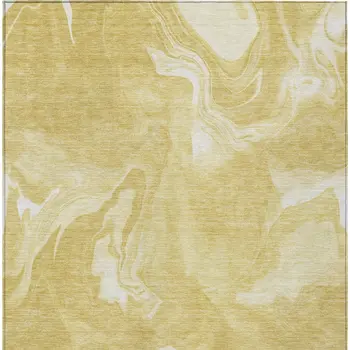 9' X 12' Gold Wheat And Ivory Abstract Washable Indoor Outdoor Area Rug
