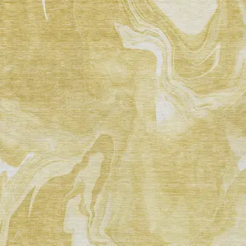9' X 12' Gold Wheat And Ivory Abstract Washable Indoor Outdoor Area Rug