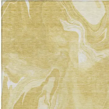 10' X 14' Gold Wheat And Ivory Abstract Washable Indoor Outdoor Area Rug