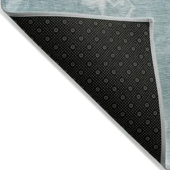 9' X 12' Teal Blue And Aqua Abstract Washable Indoor Outdoor Area Rug
