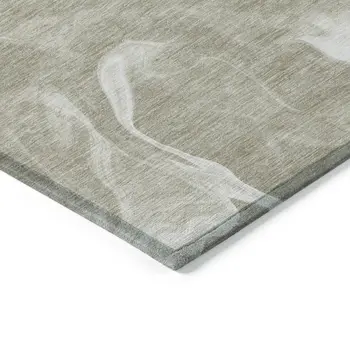 3' X 5' Taupe And Beige Abstract Washable Indoor Outdoor Area Rug