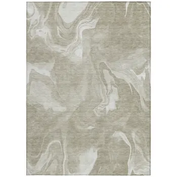 5' X 8' Taupe And Beige Abstract Washable Indoor Outdoor Area Rug