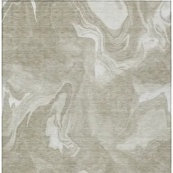 8' X 10' Taupe And Beige Abstract Washable Indoor Outdoor Area Rug