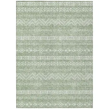 3' X 5' Artichoke Green And Green Southwestern Washable Indoor Outdoor Area Rug