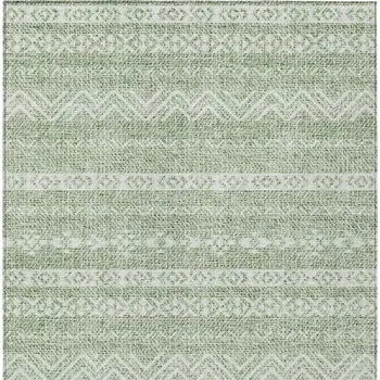 5' X 8' Artichoke Green And Green Southwestern Washable Indoor Outdoor Area Rug