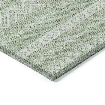10' X 14' Artichoke Green And Green Southwestern Washable Indoor Outdoor Area Rug