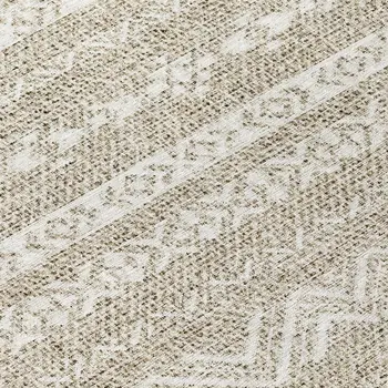 8' Beige And Ivory Round Southwestern Washable Indoor Outdoor Area Rug