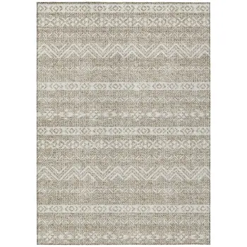 9' X 12' Beige And Ivory Southwestern Washable Indoor Outdoor Area Rug