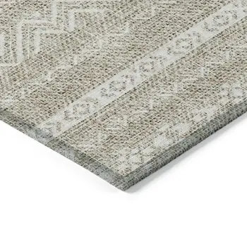 9' X 12' Beige And Ivory Southwestern Washable Indoor Outdoor Area Rug