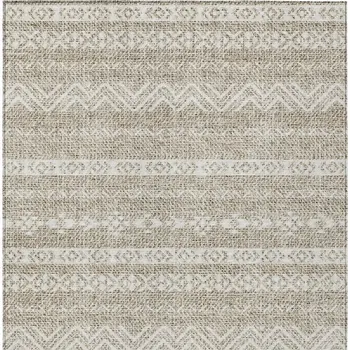 10' X 14' Beige And Ivory Southwestern Washable Indoor Outdoor Area Rug