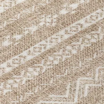 8' Brown And Beige Round Southwestern Washable Indoor Outdoor Area Rug