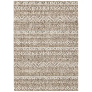 8' X 10' Brown And Beige Southwestern Washable Indoor Outdoor Area Rug