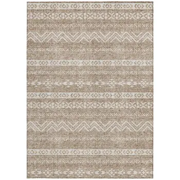 8' X 10' Brown And Beige Southwestern Washable Indoor Outdoor Area Rug